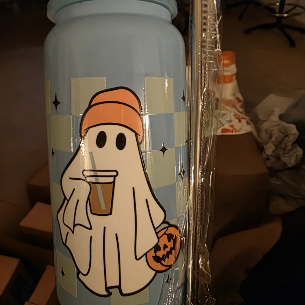 Ghostly Blue and Orange Water Bottle